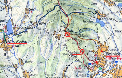Mapa okolia Bojnc